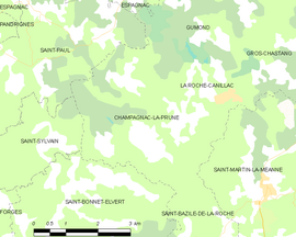 Mapa obce Champagnac-la-Prune