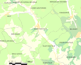 Mapa obce Marey-sur-Tille