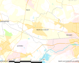 Mapa obce Vezin-le-Coquet