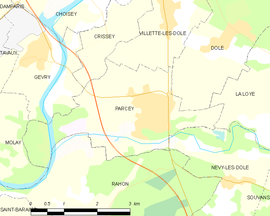 Mapa obce Parcey