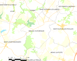 Mapa obce Mailhac-sur-Benaize