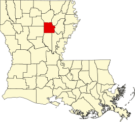 Locatie van Caldwell Parish in Louisiana