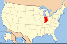 The yellow-shaded area depicts the area in Allen County that includes the East Allen County Schools district.  Blue is Northwest Allen County Schools; brown/purple Fort Wayne Community Schools; green Southwest Allen County Schools