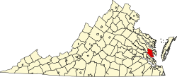 Map of Virginia highlighting Gloucester County.svg