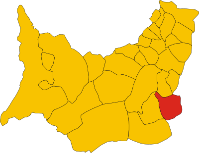 Locatie van Serrenti in Zuid-Sardinië (SU)