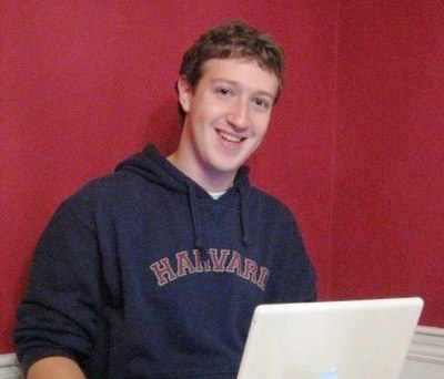 Mark Zuckerberg, co-creator of Facebook, in his Harvard dorm room, 2005