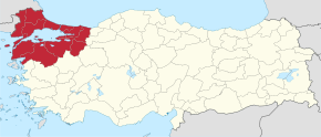 Marmarský region na mapě Turecka