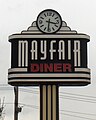 Mayfair Diner, 7373 Frankford Avenue, Philadelphia, PA 19136, built by Jerry O'Mahony, Inc., of Elizabeth, NJ in the 1950’s, but the diner has operated since 1932. One of the longest manufactured diners anywhere. Sign.