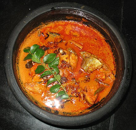 Malabar style fish curry made in a pot of clay.