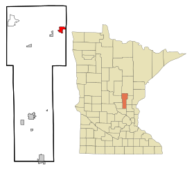 Mille Lacs County Minnesota Incorporated and Unincorporated areas Isle Highlighted.svg
