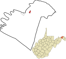 Morgan County West Virginia incorporated and unincorporated areas Bath (Berkeley Springs) highlighted.svg