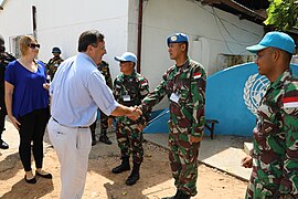 Mr. David Gressly visiting the base of the Indonesian Peacekeeping Battalion 01.jpg