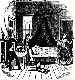 Box and Cox confront Mrs Bouncer; drawing circa 1850 Mrs-Bouncer-Box-Cox.jpg