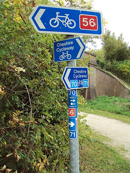 File:National Cycle Network routes sign near Heath Lane, Willaston.JPG