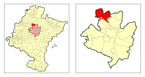 Localização do município de Juslapeña na Cuenca de Pamplona e em Navarra