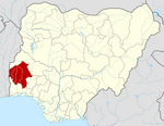 Map of Nigeria highlighting Oyo State