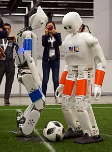 NimbRo-OP2X robot in Humanoid AdultSize game át RoboCup 2018 in Montreal.