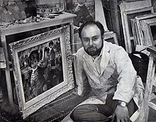 Nino Giuffrida nel suo atelier in Rue Girardon 7, Montmartre