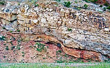 Normal fault and drag folds (eastern flanks of the Bighorn Mountains, Wyoming, US) Normal fault & drag folds (eastern flanks of the Bighorn Mountains, Wyoming, USA).jpg