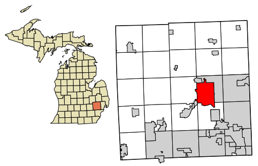 File:Oakland County Michigan Incorporated and Unincorporated areas Pontiac Highlighted.svg