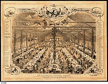 "Old Colonists" Festival Dinner on 27 March 1851, in commemoration of the first sale of town land on 27 March 1837. Members of the 1836 government are listed alongside. Old Colonists' Festival Dinner 1851.jpg