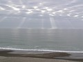 Crepuscular rays. Looking west from Lincoln Beach, Oregon