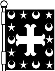 an orle of crescents and mullets—Sable; a cross moline within an orle of crescents and mullets alternately, argent—Sibbald, Scotland