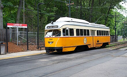Classic PCC streetcars with trolley poles are still used in Boston;