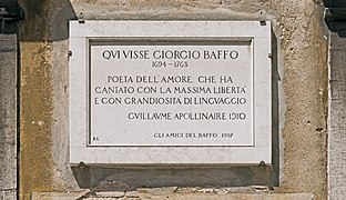   Lapide per Giorgio Baffo.