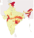 Percent of scheduled tribes in India by tehsils by census 2011