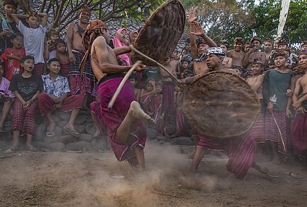 Peresean, a traditional sport conducted by the Sasak Tribe people in the province of West Southeast Nusa