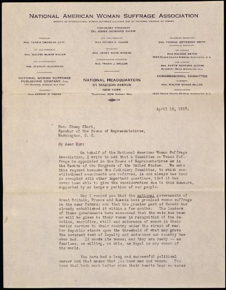 File:Petition from Carrie Chapman Catt of the National American Woman Suffrage Association.djvu