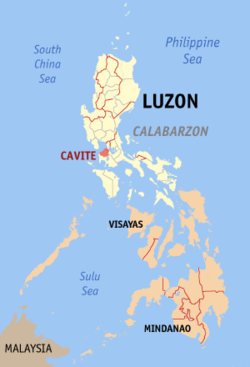 جانمای استان کاویته در نقشه فیلیپین