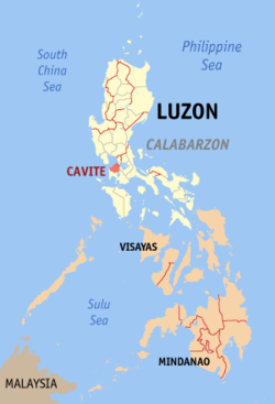 Map of the Philippines with Cavite highlighted