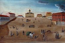 Old town hall and market square in 1852 painting