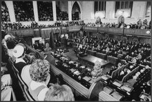 Richard Nixon addresses a joint session of the Parliament of Canada, 1972 President Nixon Addresses a joint session of the Canadian Parliament, in Ottawa, Canada - NARA - 194761.tif