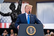 President Trump delivers remarks at the 75th Commemoration of D-Day President Trump at DDay75 (48015926906).jpg