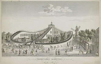Promenades Aériennes yn Jardin Beaujon, Paris, tua 1820