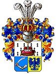 Yelmo occidental abierto: escudo de armas de la familia Pushkin.