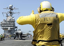 A French Navy Rafale aboard the USS Theodore Roosevelt (CVN 71)