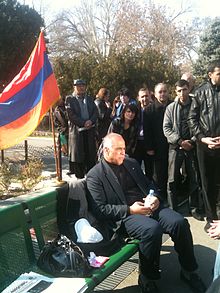 Raffi Hovannisian on hunger-strike near Freedom Square, 16 March Raffi Hovansisian fasting in March 2011.JPG