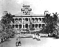 Raising of American flag at Iolani Palace with US Marines in the foreground.jpg