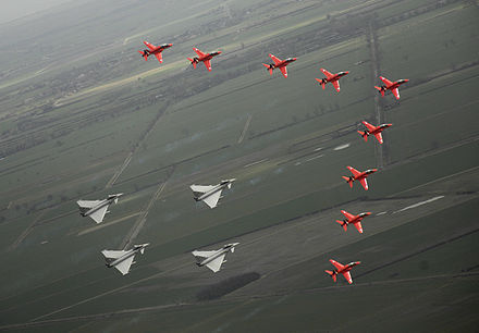 Typhoons and Red Arrows flypast for the 90th Anniversary of the RAF, 2008