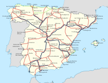 Réseau des chemins de fer et gares en Espagne
