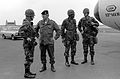 Members of the 1st Infantry Division with MGEN Edward Partain, left, commander of the 1st Inf. Div., talks with Luxembourg Army Major Alex Fischbach.