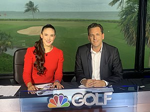 Carolina Romero at the 2019 Mayakoba Golf Classic with the Golf Channel Latin America team