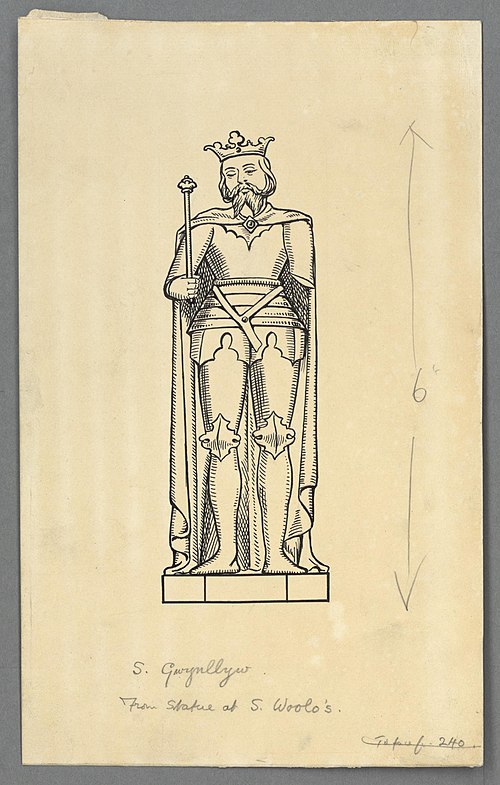 Drawing of a statue of Gwynllyw (Welsh Portrait Collection)
