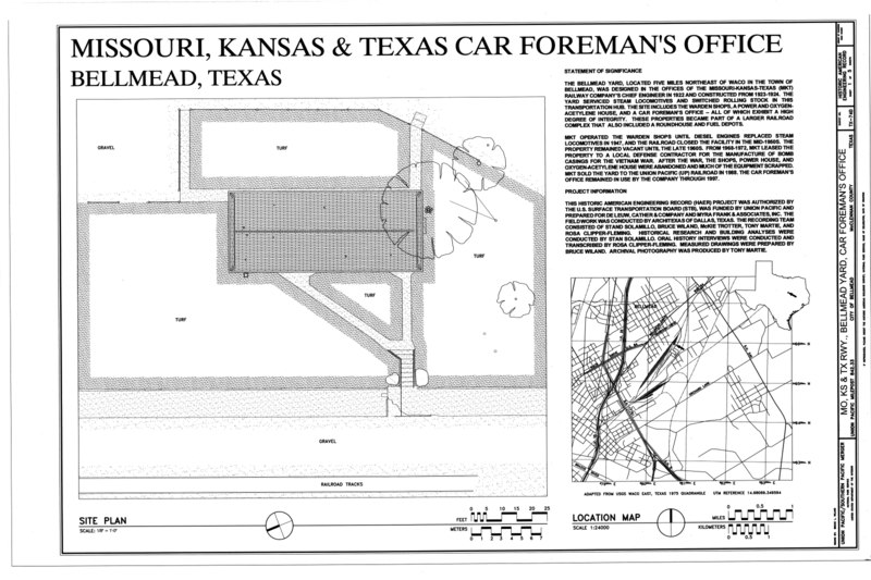 File:SITE PLAN - Missouri, Kansas and Texas (MKT) Railroad, Bellmead Yard, Car Foreman's Office, Bellmead, McLennan County, TX HAER TX-74-D (sheet 1 of 5).tif