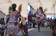 A sangoma in traditional attire dancing in celebration of his ancestors Sangoma Dancing in Celebration of his Ancestors.jpg