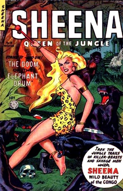 Sheena, Queen of the Jungle #18 (Winter 1952-53). Cover art by Maurice Whitman.